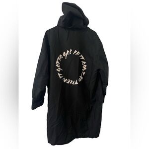 H&M The Weeknd Collab XO Black Parka Trench Windbreaker Rain Jacket Zip